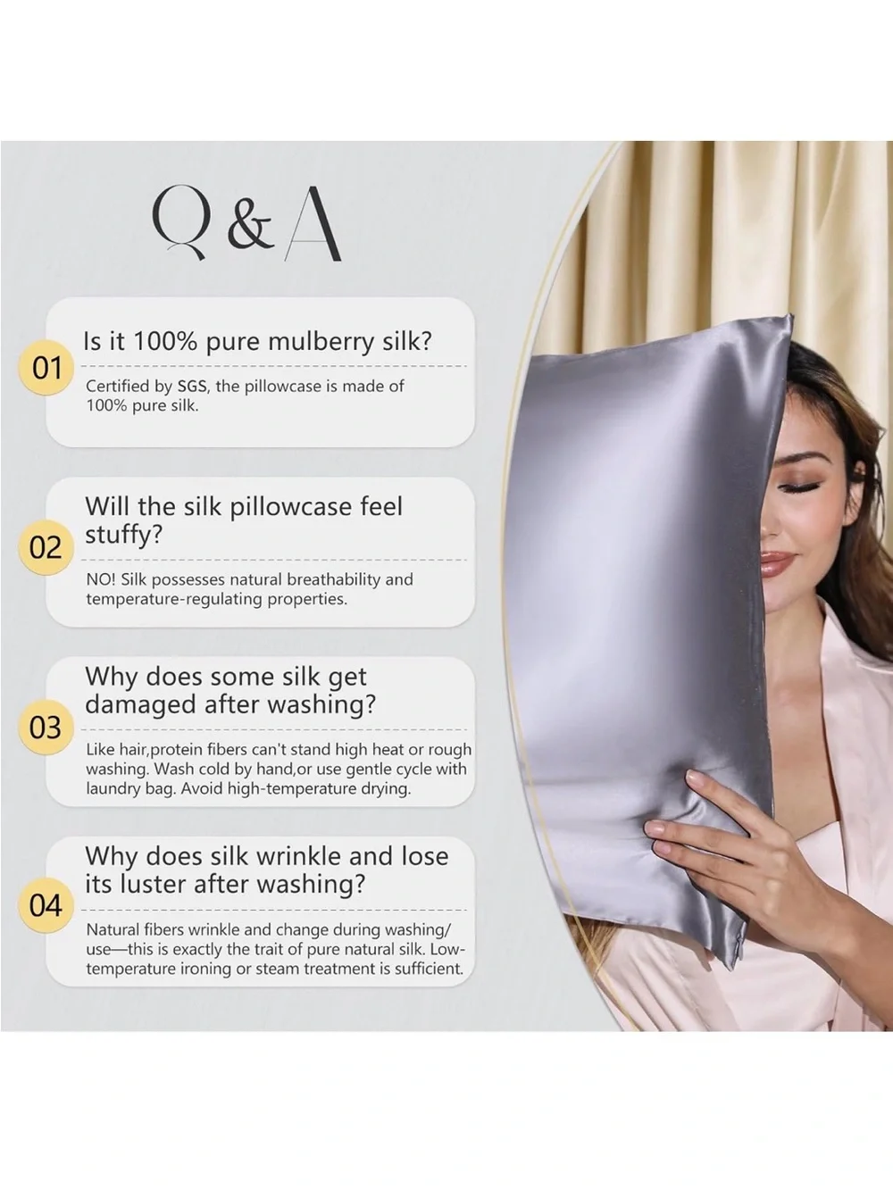ZIMA SILK Queen Pillowcase 100% Mulberry Silk New Luxury Bedding